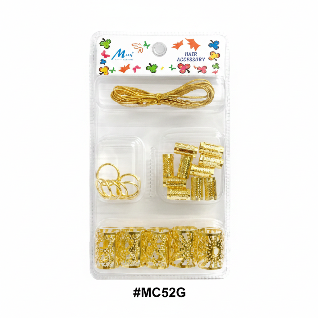 Murry Collection #MC52G Gold Filigree Hair Bead Kit with thread, jump rings and filigree cuffs