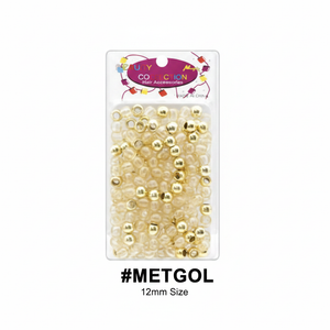 Beauty Collection Gold Metallic Hair Beads 12mm #METGOL