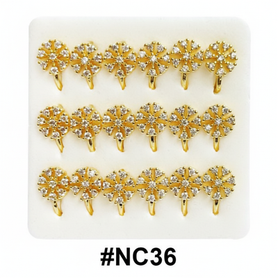 Gold Sunflower Crystal Rhinestone Nose Studs with Hook #NC36