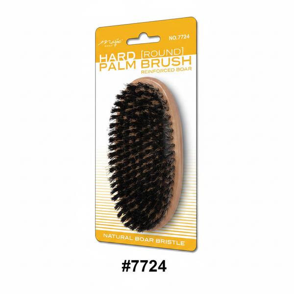 #7724 Magic Hard Round Palm Brush – Reinforced Natural Boar Bristle