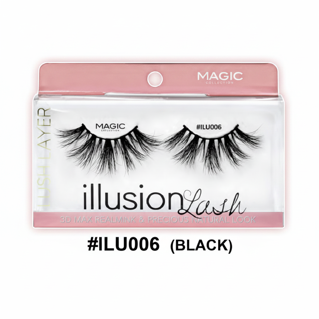 Magic Collection Illusion Lash #ILU006 25mm 3D Real Mink Eyelash – Black 12pcs