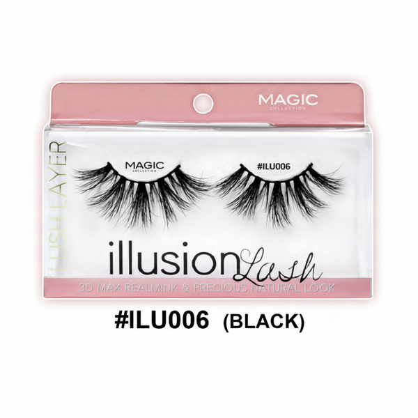 Magic Collection Illusion Lash #ILU006 25mm 3D Real Mink Eyelash – Black 12pcs