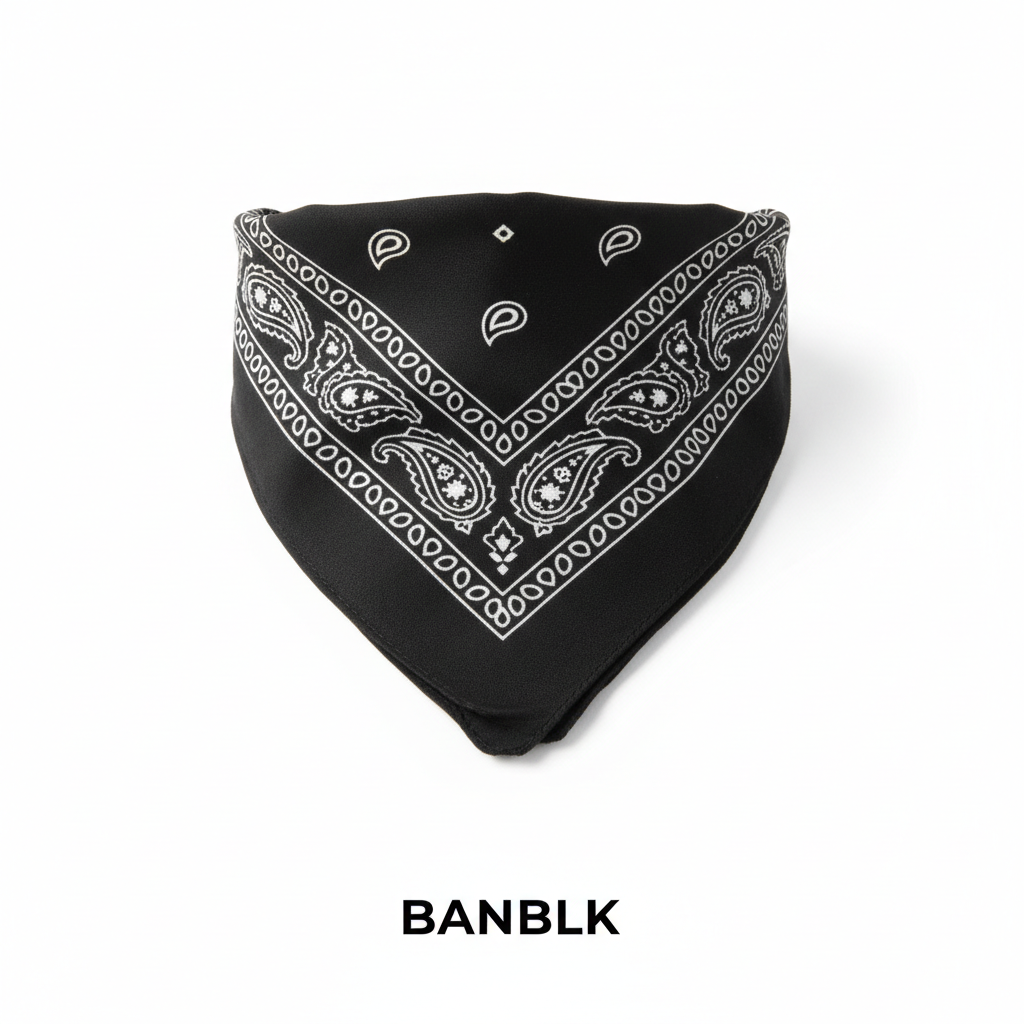 Black Printed Paisley Bandana #BANBLK