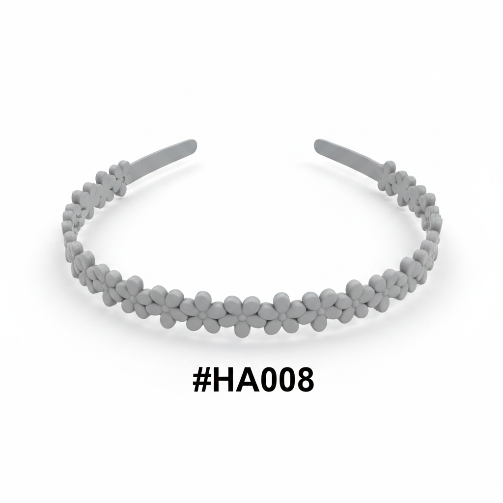 Light Grey Floral Beaded Hair Band #HA008