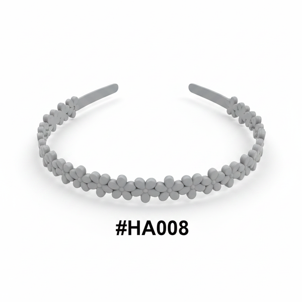 Light Grey Floral Beaded Hair Band #HA008