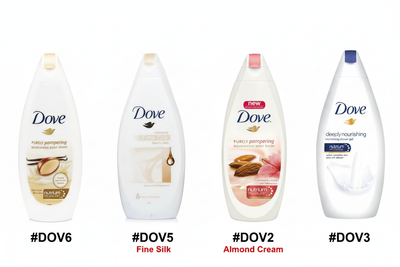Dove Body Wash Collection Set of 4 x 450ml - Shea Butter, Fine Silk, Almond Cream, Deeply Nourishing