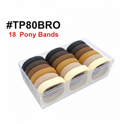 #TP80BRO Brown Tone Thick Pony Bands 18pc