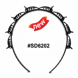 Black Double Headband with Claw Clips #SD6202