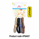 Magic Quality Braided Satin Hair Ties with Bead Clasp #P6BLK / #P6AST