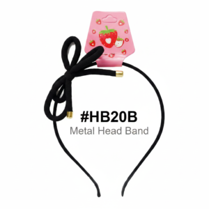 Black Metal Hair Band with Bow | #HB20B