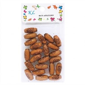 KL Hair Accessory, Wooden Engraved Beads, #MC22