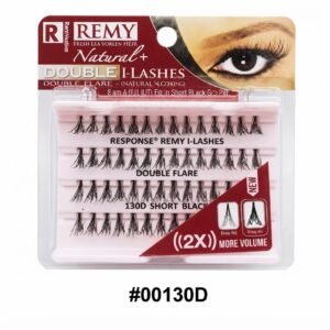 Remy Natural+ Double I-Lashes - #00130D Short Black 2x Volume Knot-Free Double Flare Clusters