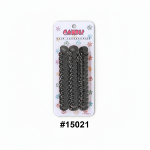 Candie Black Spiral Pony Rings 60pc #15021