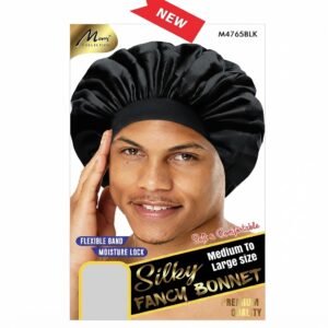 Silky Fancy Bonnet Black - Medium to Large Size, Flexible Band #M4765BLK