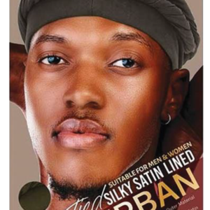 BlackIce Professional Pre-Tied Silky Satin Lined Turban for Men & Women - Soft Breathable Fabric, Elastic Stretch Fit, Double Sewn Design (#BIC303BLA & #BIC303ASTM)