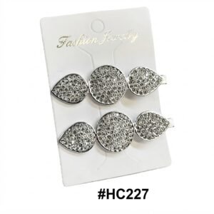 Fashion Jewelry, Silver Rhinestone Teardrop Hair Clips #HC227