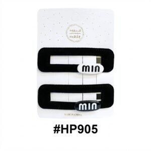 Handmade, Rectangular Hair Clips with “Min” #HP905
