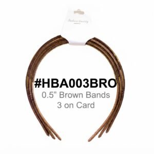 0.5" Brown Slim Hair Bands — 3pcs Card | #HBA003BRO