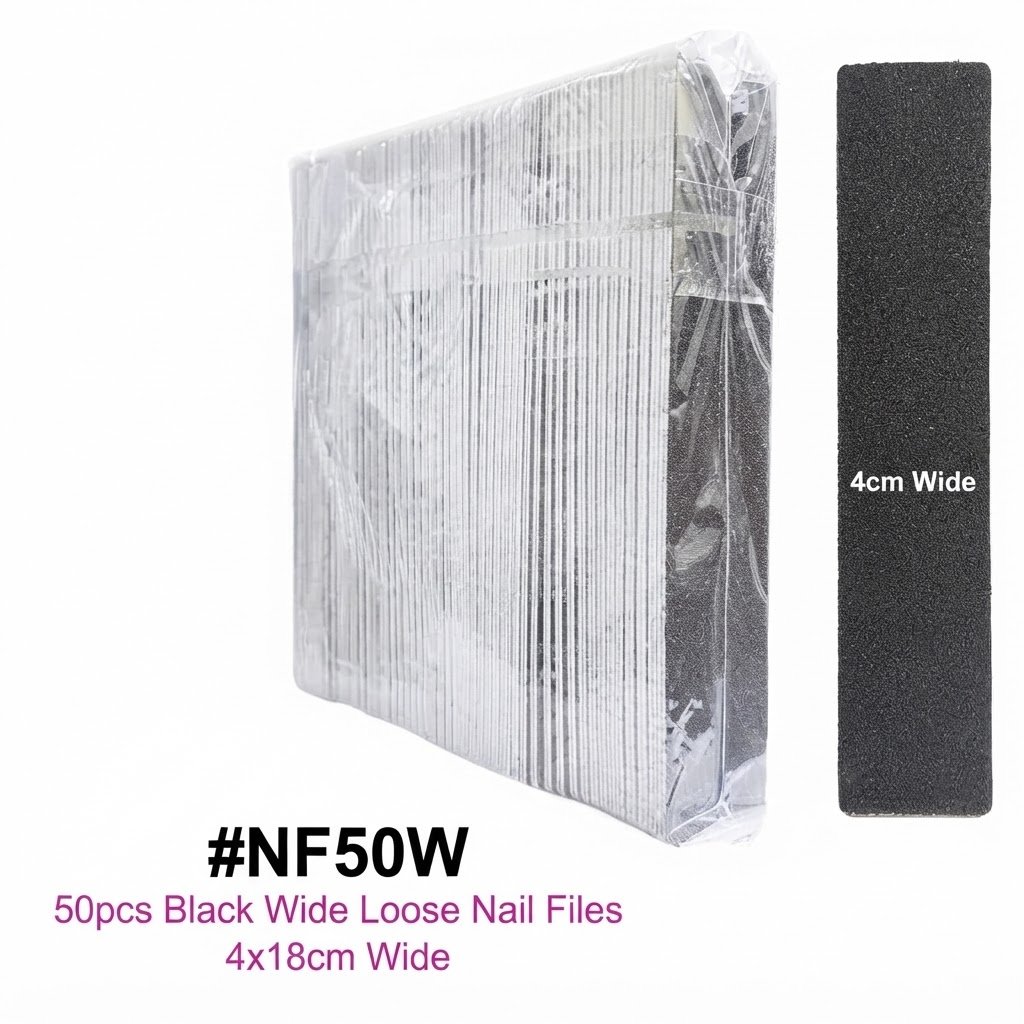 Murry Collection Wide Black Nail Files 50 pcs 4cm #NF50W