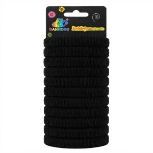 Black Thick Hair Elastics Card #15009BLK