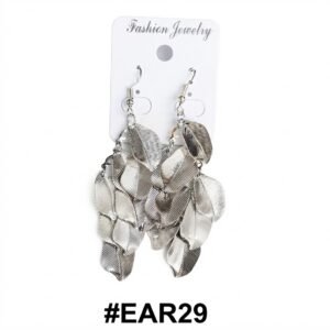 Earring Fancy Long Silver Leaf Design #EAR29