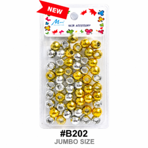 Gold and silver jumbo size hair accessory beads pack #B202 on white background