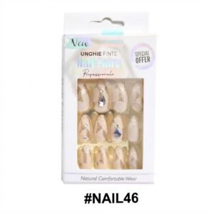 Fancy Finger Nail Lite Pink Colour With Stone #NAIL46