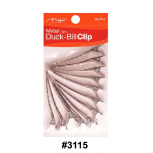 Magic Collection brand (ITEM #3115) retail card packaging containing twelve (12pcs) metal duck-bill hair clip