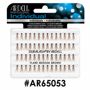 Ardell Professional Individual DuraLash Flare Medium Brown lash clusters (#AR65053) packaging on a pure white background