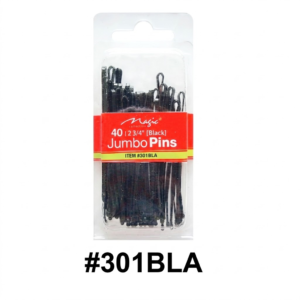 Alt Text: Magic Collection brand (Item #301BLA) Jumbo Hair Pins ka blister pack, jis mein 40 black