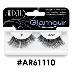 Ardell Glamour 111 Black false eyelashes (#AR61110) packaging on a pure white background