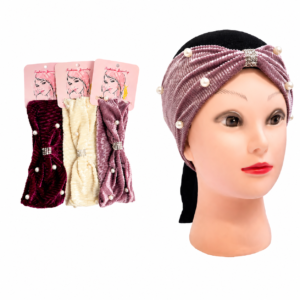Velvet Pearl Embellished Twist Turban Elegant Hair Accessory #NT106