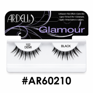 Ardell Glamour 102 Demi Black false eyelashes (#AR60210) packaging on a pure white background