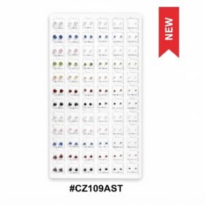 Assorted CZ Crystal Stud Earrings Display Board 72 Pairs #CZ109AST