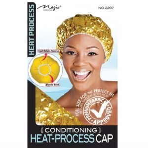 Heat-Process Conditioning Cap in Gold (#2207GOL) with Heat-Retain Fabric and Elastic Band for Enhanced Hair Care.