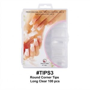 Round Corner Tips - Long Clear 100pcs #TIPS3