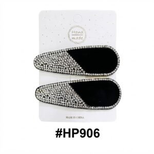 Handmade, Black Velvet Hair Clips with Crystal #HP906