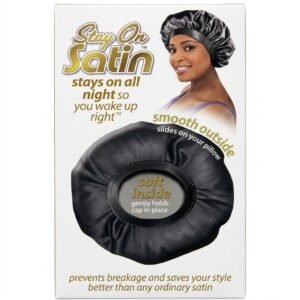Stay On Satin Bonnet - Black - Smooth Outside, Soft Inside - #600BLK