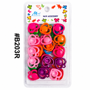 #B203R colorful heart shaped hair accessories pack in clear packaging on white background
