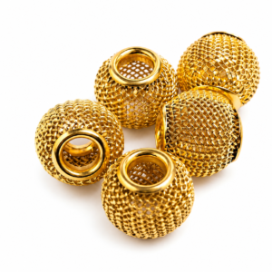 Gold Mesh Hair Rings & Beads Collection – Premium Metallic Hair Braiding Accessories #6061GOL