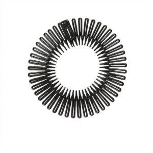 Stretch Elastic Hair Comb, Black, #H408BLK