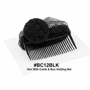 Hair Bun With Comb & Bun Holding Net - Black #BC12BLK