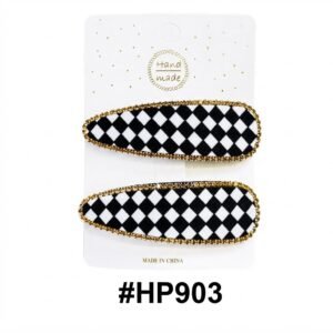 Handmade, Checkered Hair Clip with Glitter Accent #HP903