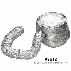 Silver Dryer Attachment Bonnet Hood with Flexible Hose on White Background
