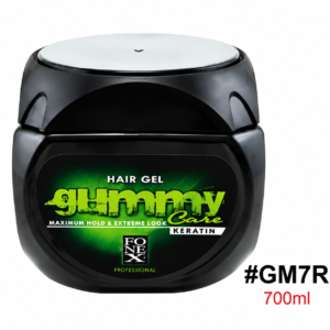 Gummy Care Hair Gel Keratin Maximum Hold 700ml Jar #GM7R on White Background