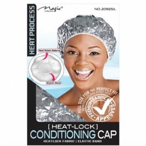 Heat-Lock Conditioning Cap in Silver (#2092SIL) with Heat-Retain Fabric and Elastic Band for Enhanced Hair Care.