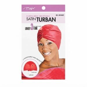 Satin Turban - Elastic-Back & Breathable - Red - #2023AST