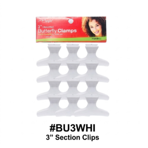 Magic Collection brand (Item #BU3WHI) retail pack of 3-inch white butterfly clamps / section clips