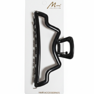 Open-Frame Black Jaw Clip on card for hair styling