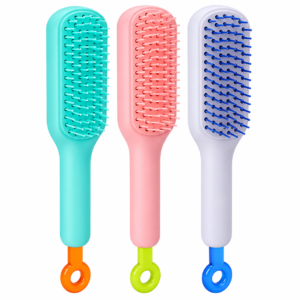Self-Cleaning Retractable Hair Brush One-Click Hair Release Ast Colours 1Pcs #TAN15